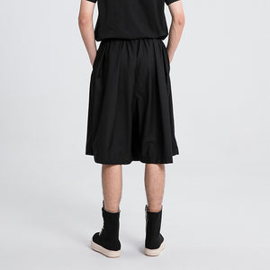 Summer Dark Drawstring Pleated Shorts