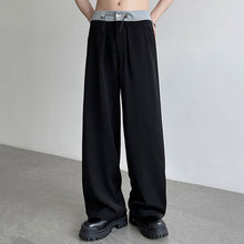 Load image into Gallery viewer, Contrasting Color Drawstring Ice Silk Casual Trousers
