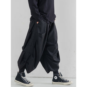 Drawstring Wrinkles Cropped Trousers