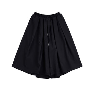 Summer Dark Drawstring Pleated Shorts