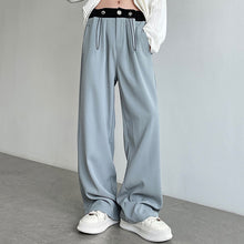 Load image into Gallery viewer, Contrasting Color Drawstring Ice Silk Casual Trousers
