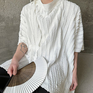 Irregular Pleated Pace-up Half-sleeve Silhouette Cape