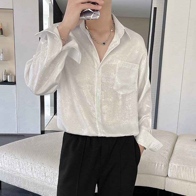 Ultra-thin Glossy Loose Long-sleeved Shirt