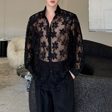 Load image into Gallery viewer, Patterned Mesh Loose See-through Shirt
