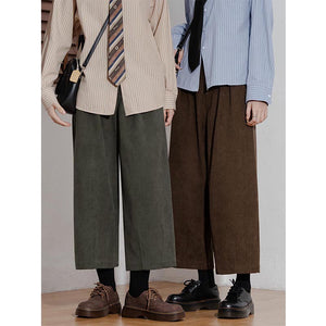 Retro Corduroy Wide Leg Ninth Pants