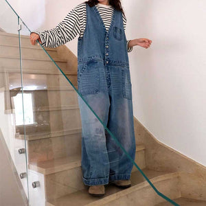 Denim Casual Long Loose Overalls