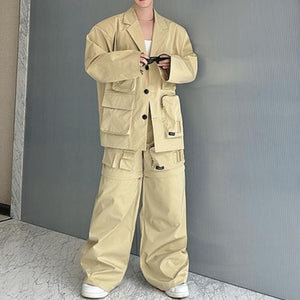 Multi-pocket Detachable Cargo Pants Suit