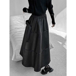 Elastic Waist PU Leather Skirt