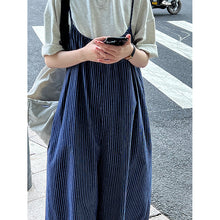 Load image into Gallery viewer, Vintage Blue Striped Jumpsuit Skirt
