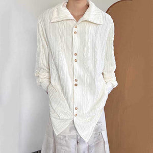 Retro Stand Collar Long Sleeve Casual Shirt