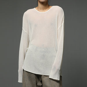 Micro-perforated Long-sleeved Ultra-thin Knitted T-shirt