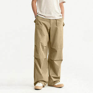 Loose Casual Multi-pocket Straight Wide-leg Trousers