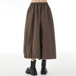 Solid Color Loose Casual A-line Culottes