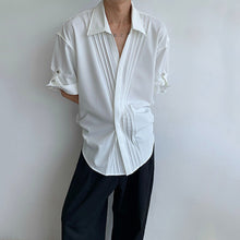 Load image into Gallery viewer, Pleated V-Neck Casual Mid-Length Sleeve Shirt
