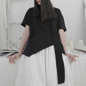 Irregular Round Neck Short Sleeve T-Shirt