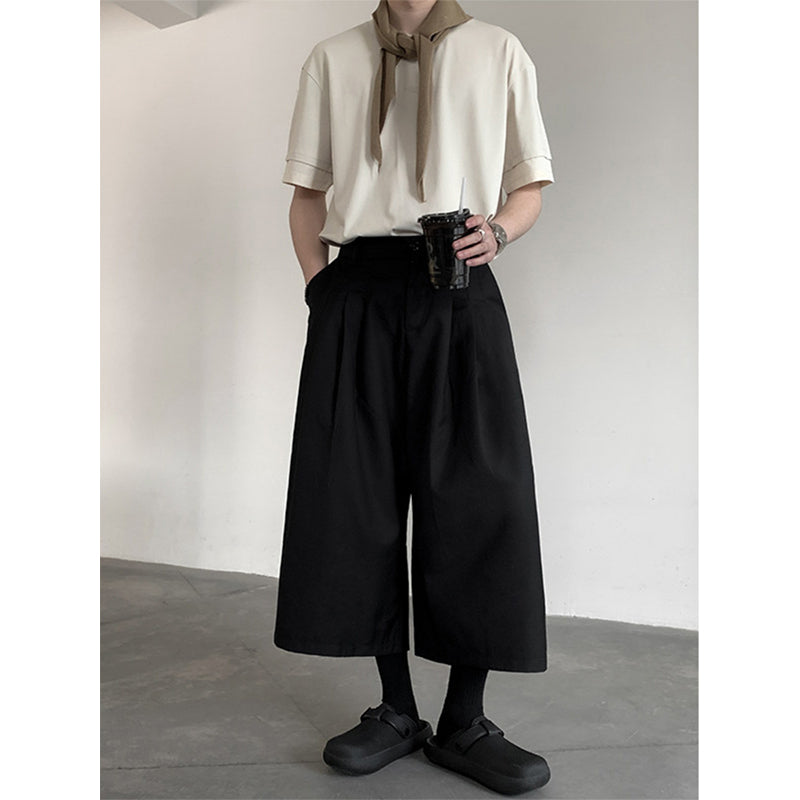 Wide-leg Cropped Casual Trousers