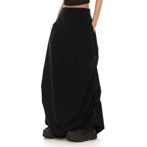 Black Drawstring Irregular Skirt