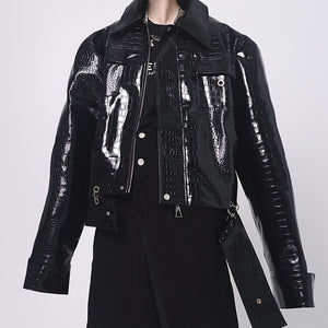 Retro Shoulder Padded PU Leather Jacket