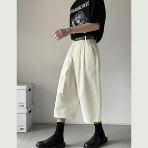 Summer Loose Wide Leg Cargo Cropped Pants