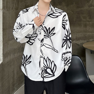 Printed Long Sleeve Loose Shirt