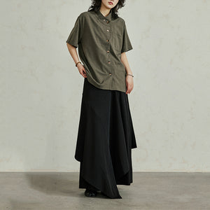 Retro Slanted Placket Top