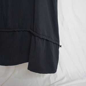 Black Simple Waist Drawstring Mid-length T-shirt