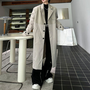 PU Leather Over-the-knee Panelled Coat