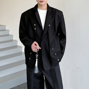 Loose Pleated Suit Collar Casual Blazer