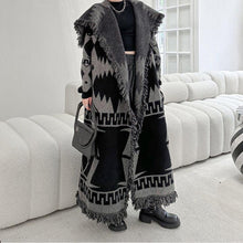 Load image into Gallery viewer, Winter Tassel Printed Knitted Cardigan Coat
