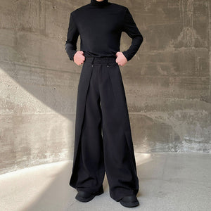 Pleated Loose Straight Wide-leg Trousers