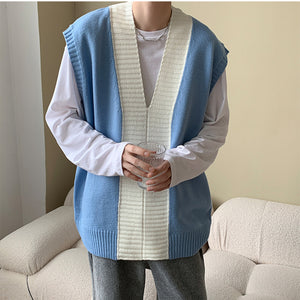 Preppy Style Sleeveless V-neck Sweater Vest