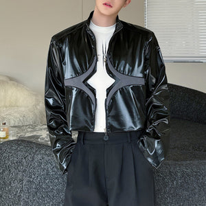 PU Glossy Short Leather Jacket