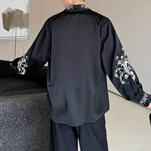 Load image into Gallery viewer, Satin Silky Embroidered Drape Long Sleeve Shirt
