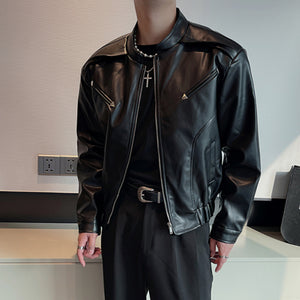 Stand Collar Zip Hem Elastic Jacket