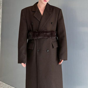 Vintage Faux Fur Belted Long Coat