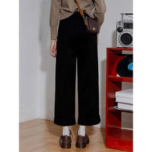 Load image into Gallery viewer, Vintage Rolled Hem Fur High Waist Straight Pants
