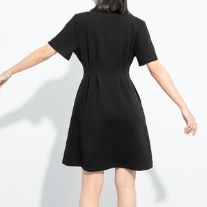 Polo Neck Pleated Casual Dress