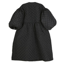 Load image into Gallery viewer, Retro Lantern Sleeve Rhombus Embossed Long Cotton Coat
