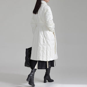 Diamond Contrast Lace-up Zippered Above-the-knee Jacket