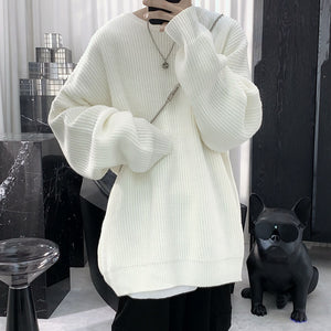 Loose Round Neck Solid Color Sweater