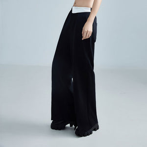 Elastic Waist Slit Wide Leg Casual Pants