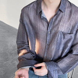 Textured Stripe Draped Sunscreen Shirt