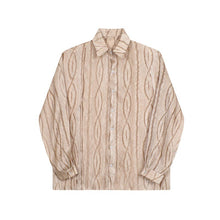 Load image into Gallery viewer, Pleated Textured Lapel Long Sleeve Shirt
