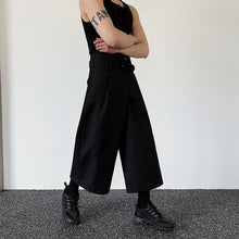 Load image into Gallery viewer, Dark Belt Cropped Wide Leg Pants
