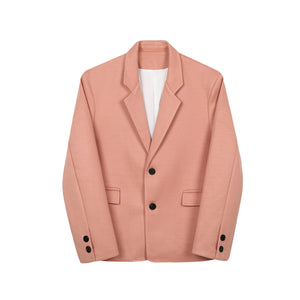 Pink Woolen Blazer and Straight Pants Two-piece Set