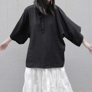 Stand Collar Oversized Cuff T-shirt