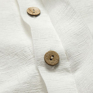 Vintage Stand Collar Cotton and Linen Shirt