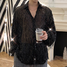 Load image into Gallery viewer, Fringed Sequined Mesh Shirt
