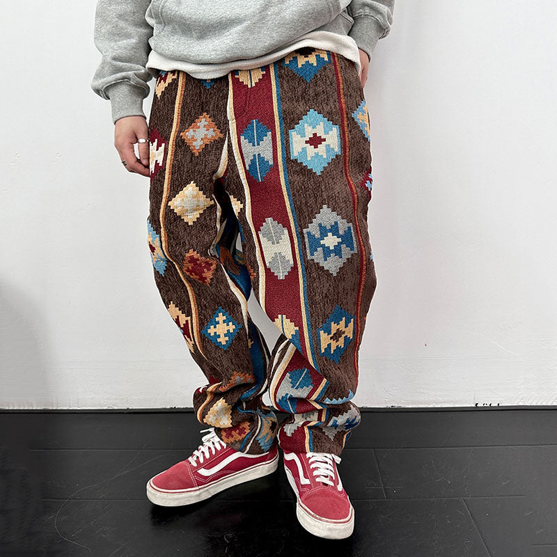 Street Ethnic Jacquard Casual Pants