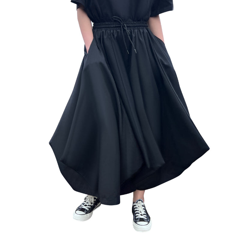 Drawstring Pocket Irregular Culottes